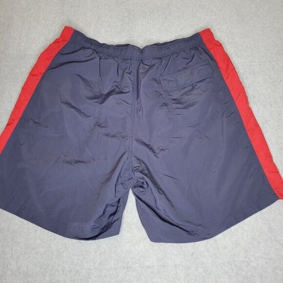 LL Bean Swim Shorts Mens XXL Navy Blue Red Trunks Pockets Beach Nautical - Picture 4 of 8